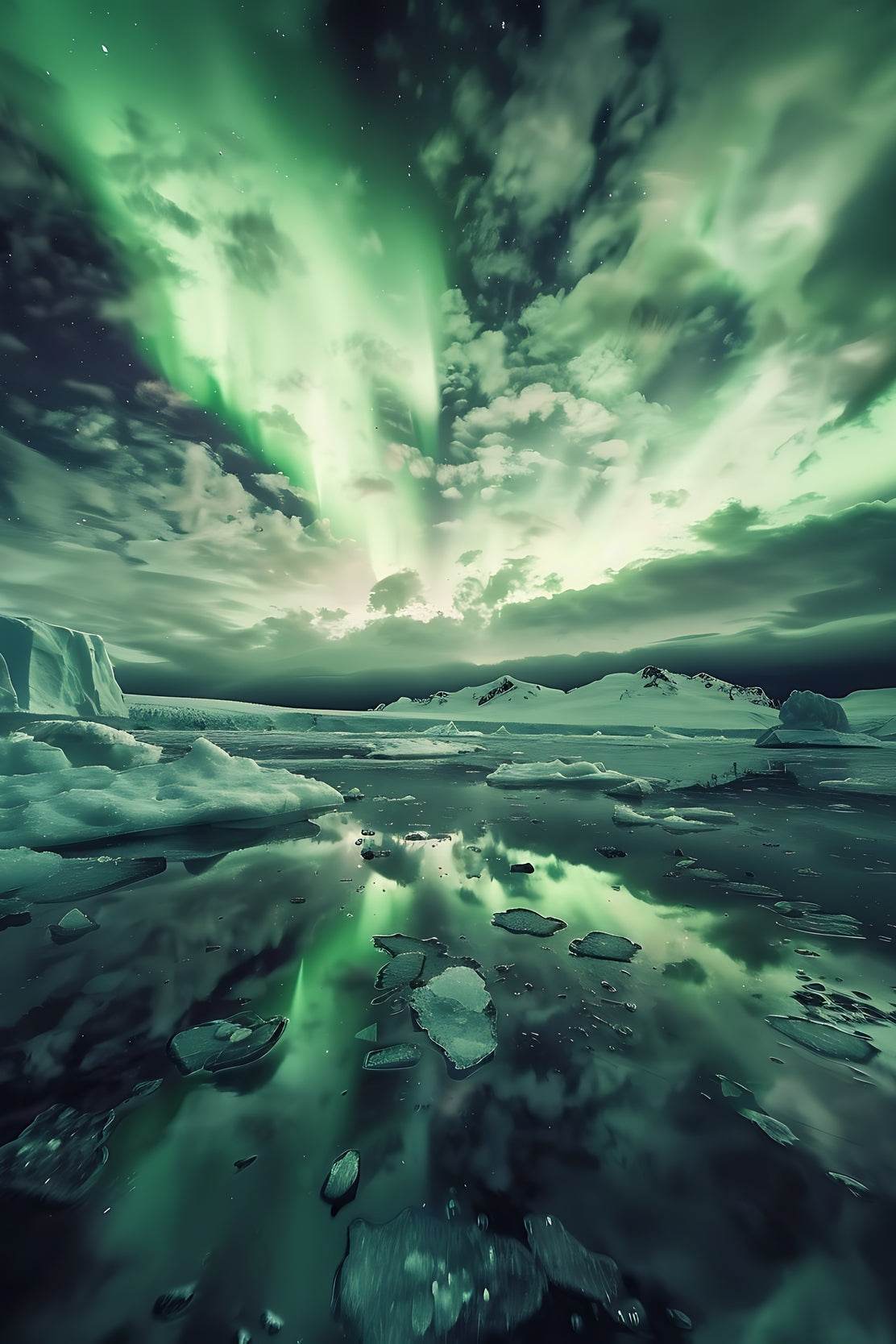 Vibrant Northern Lights with Iceberg Wall Art - beink online art store