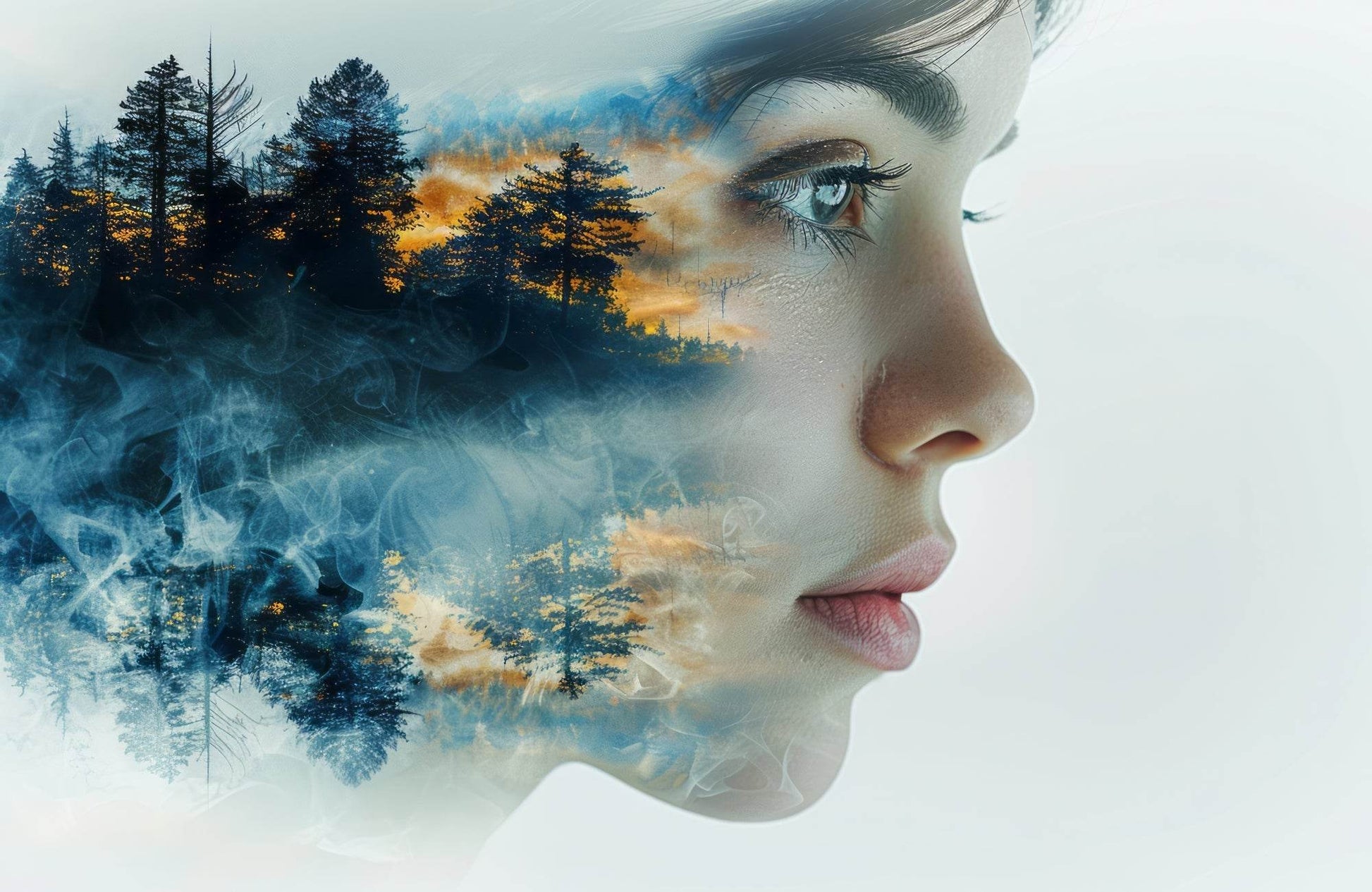 Girl Face Merging With Watercolor Digital Art - beink online art store