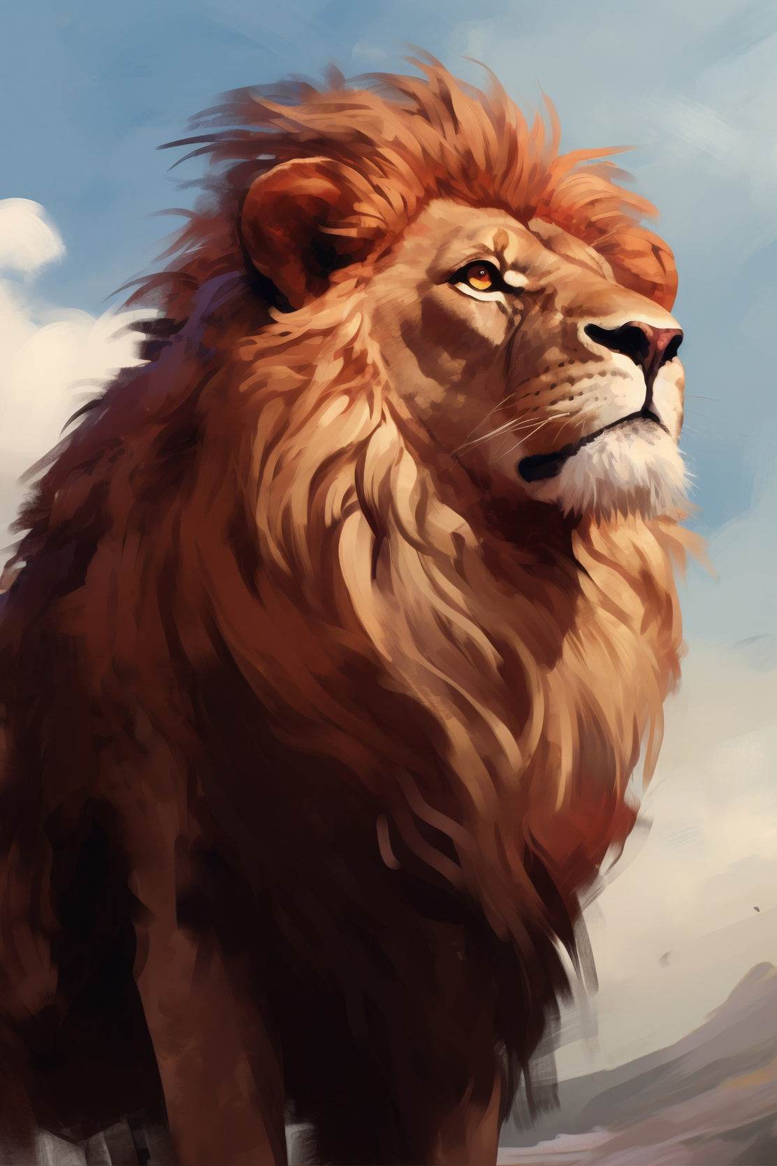 Watercolor Painting of a Lion Wall Art - beink online art store