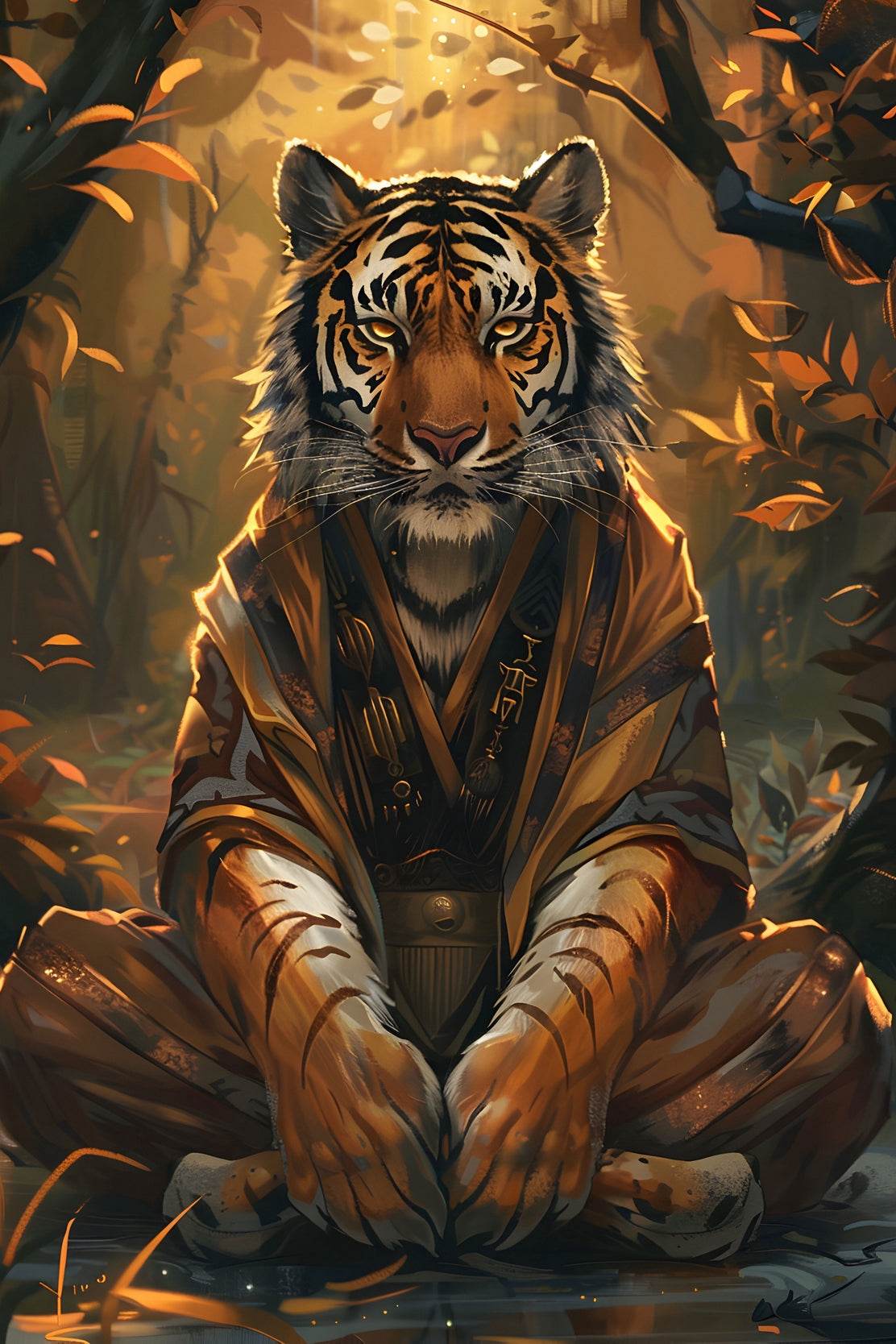 Painting of Lion Sitting in Jungle Wall Art - beink online art store