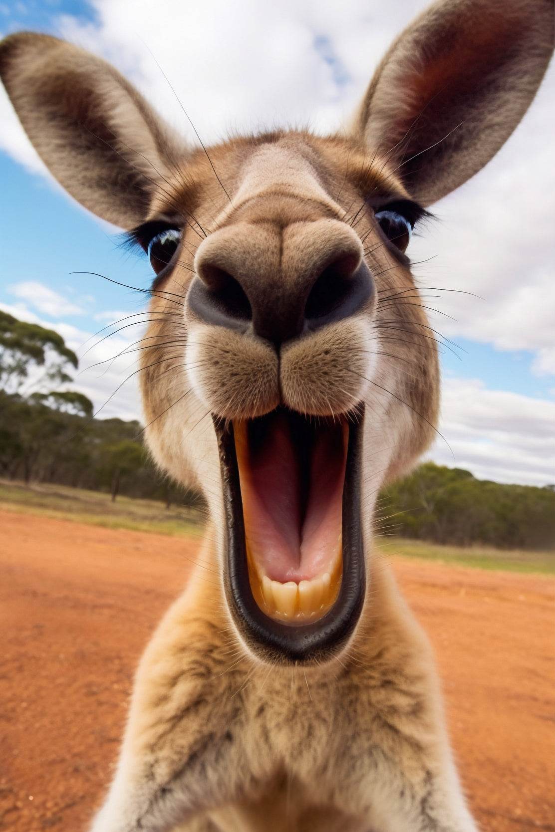 Funny Red Kangaroo Face Wall Art - beink online art store