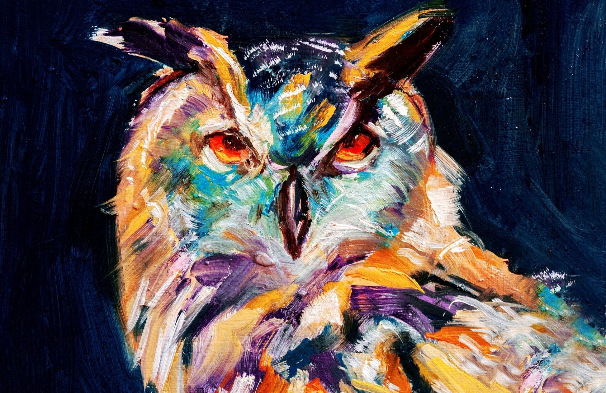 Hand Painted Brushed Strokes Owl Wall Art - beink online art store