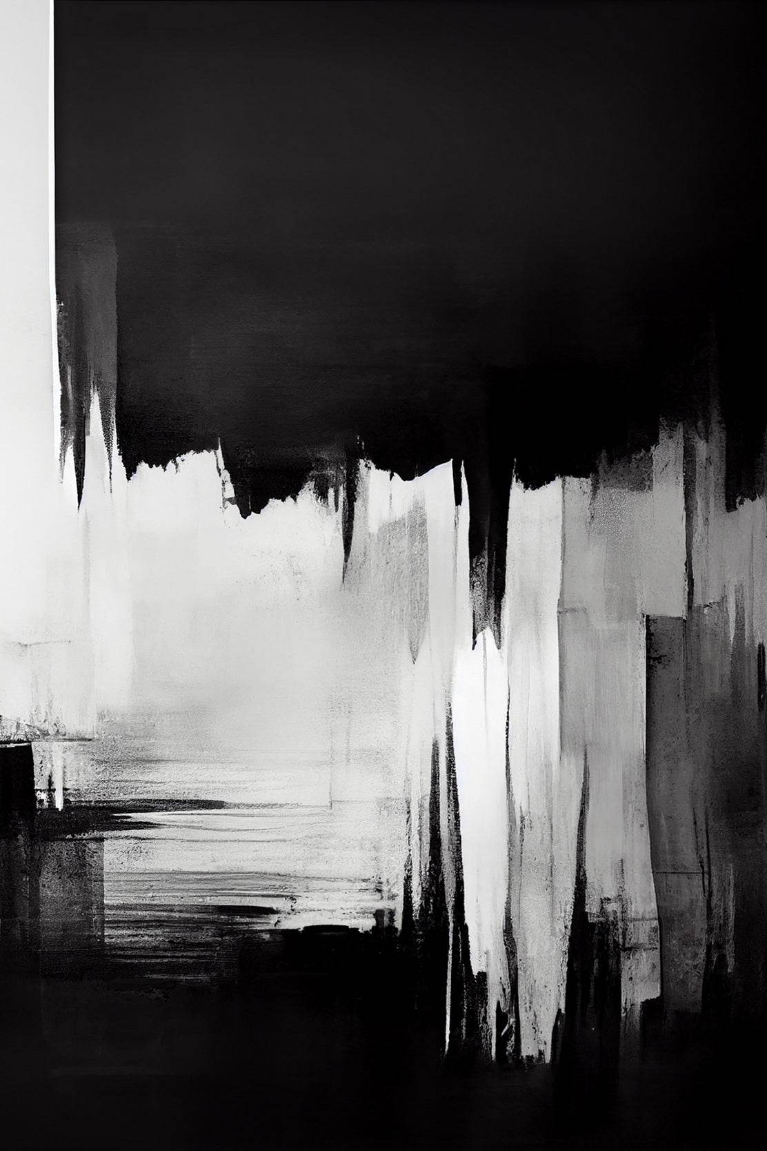 Black and White Brush Strokes Abstract Wall Art - beink online art store