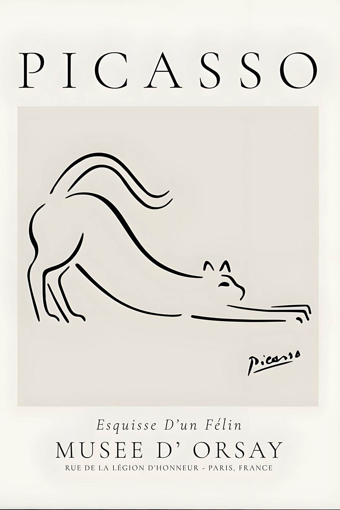 Picasso Animal Cat Line Drawing Wall Art - beink online art store