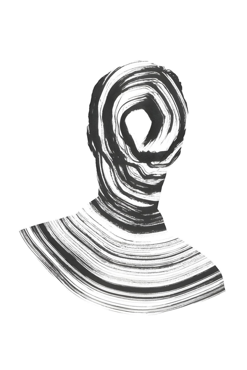 Black Inked Mind Swirled Silhouette Modern Wall Art - beink online art store
