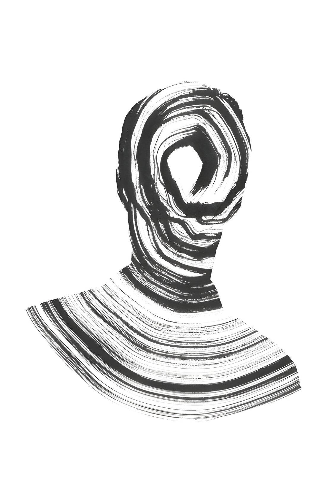 Black Inked Mind Swirled Silhouette Modern Wall Art - beink online art store