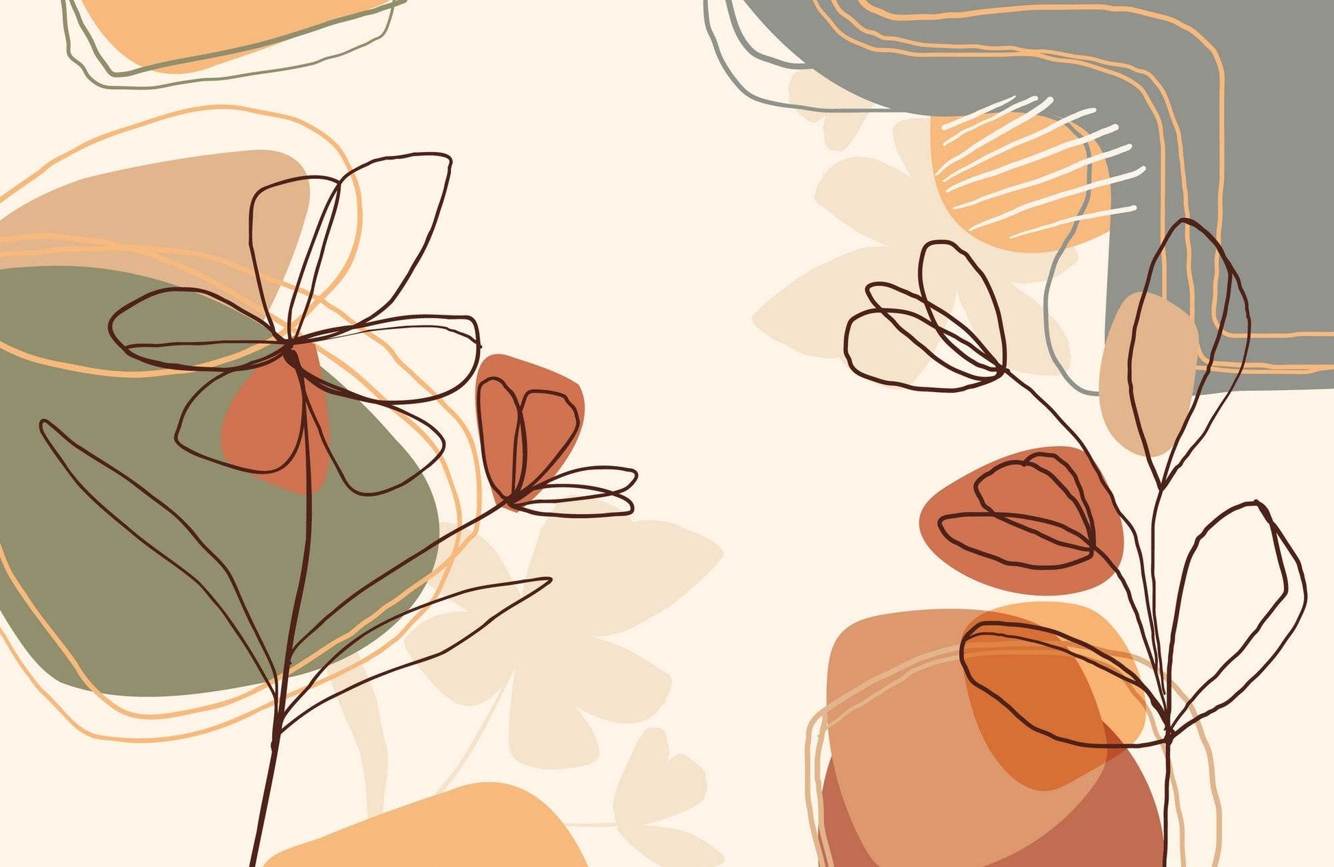 Handdrawn Flowers Abstract Wall Art - beink online art store