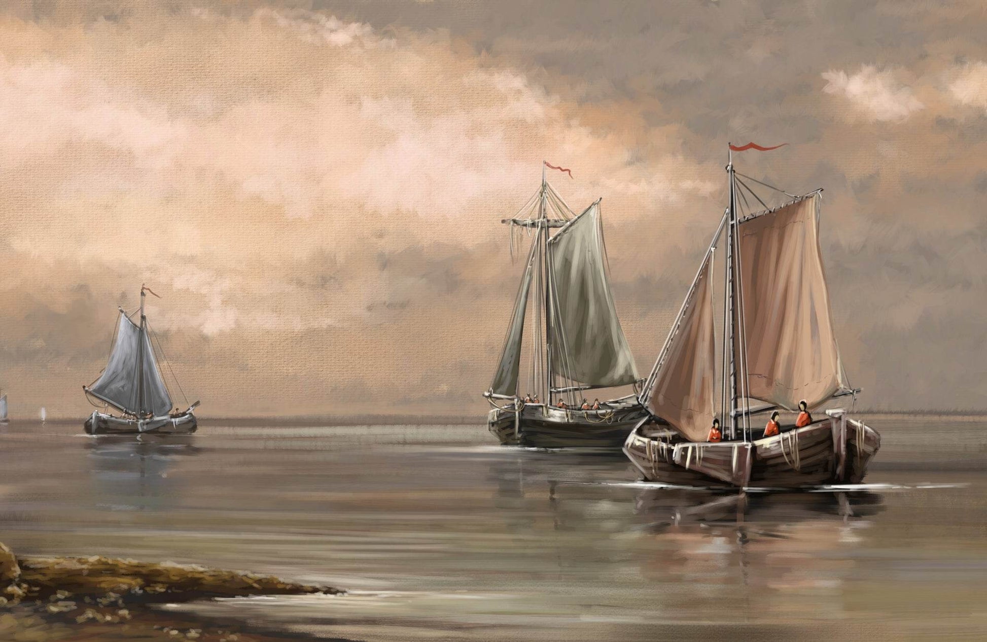 Old Fishing Boats Wall Art - beink online art store