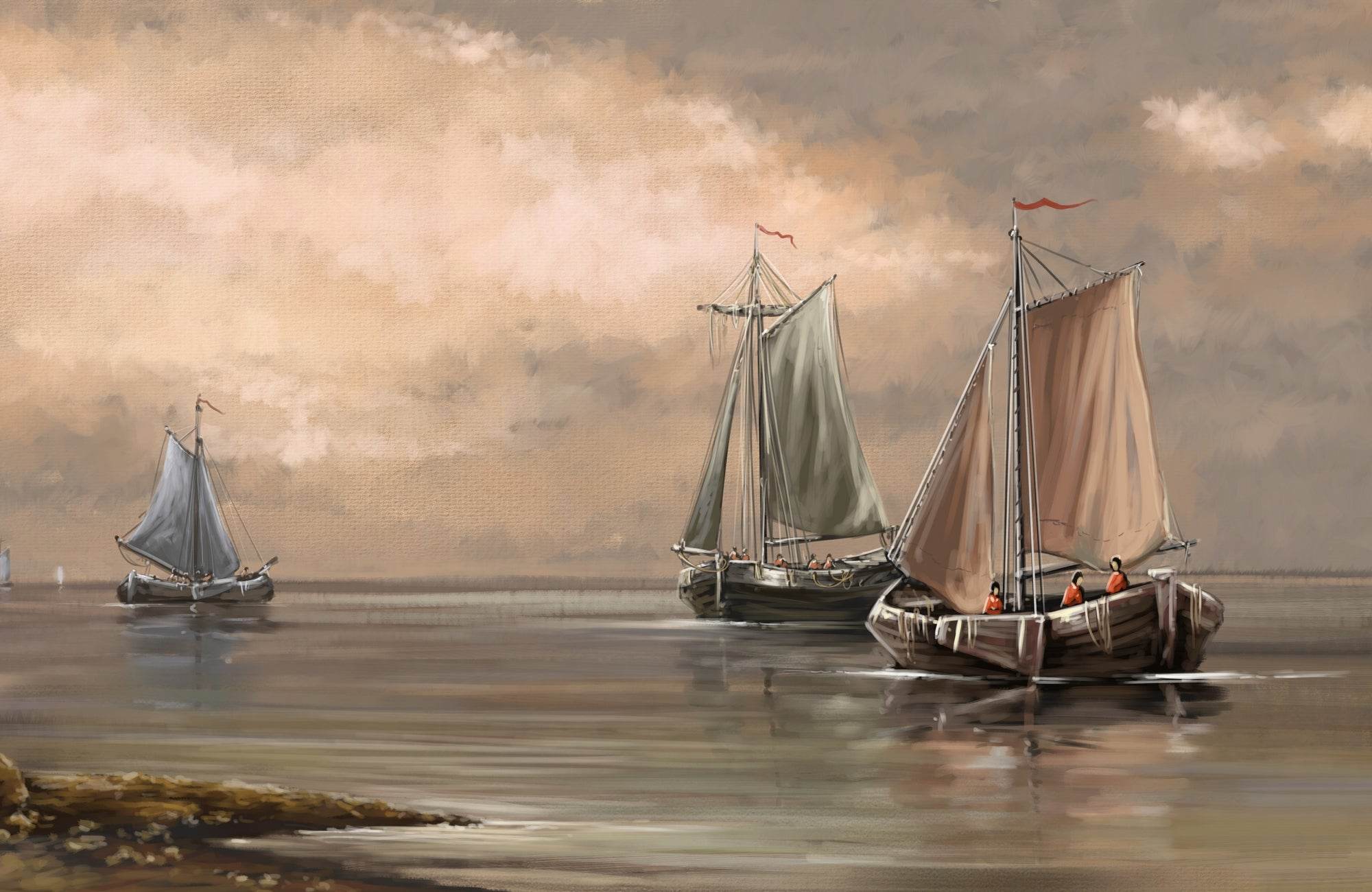 Old Fishing Boats Wall Art - beink online art store