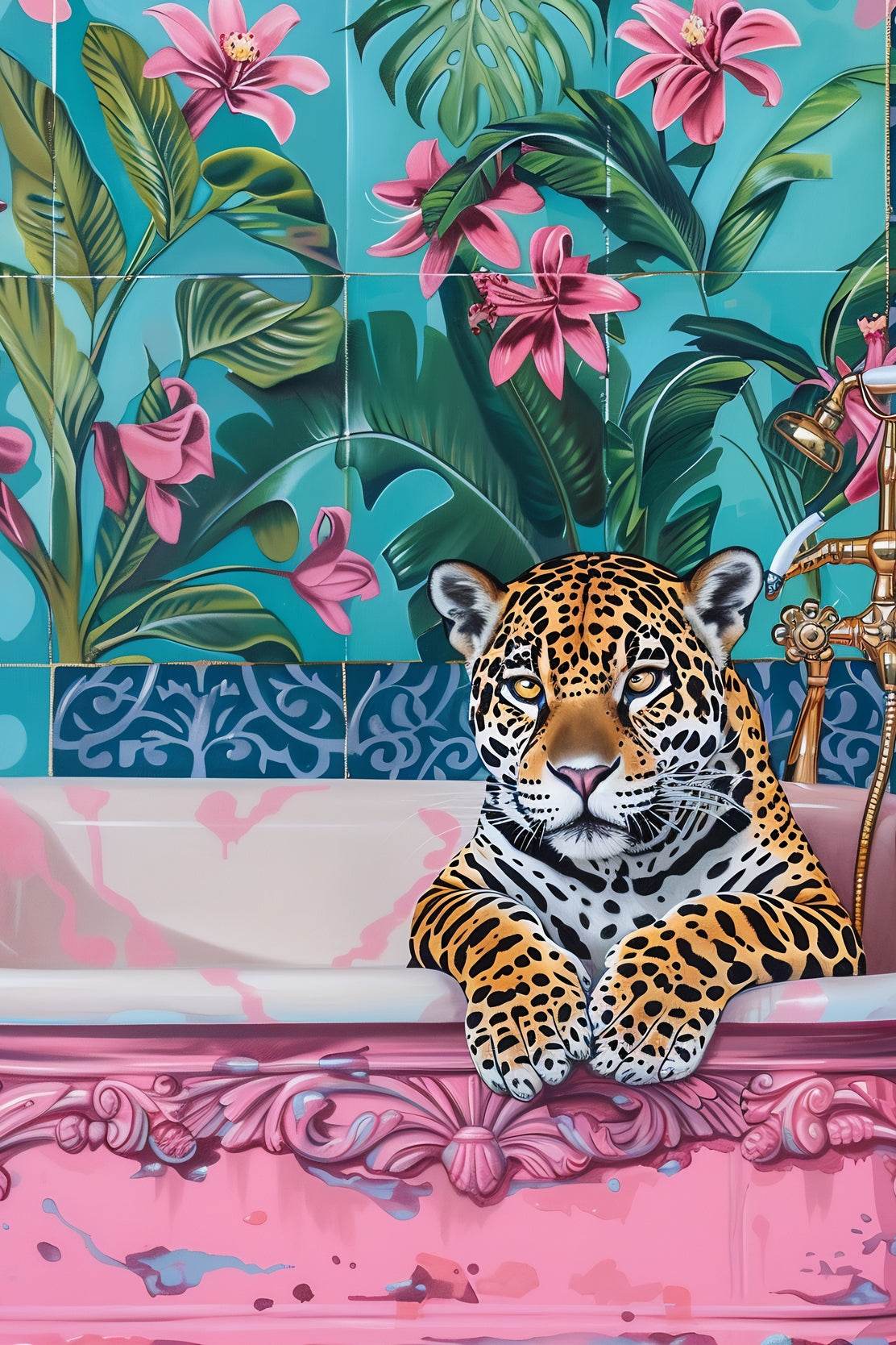 Leopard in the Tub Wall Art - beink online art store