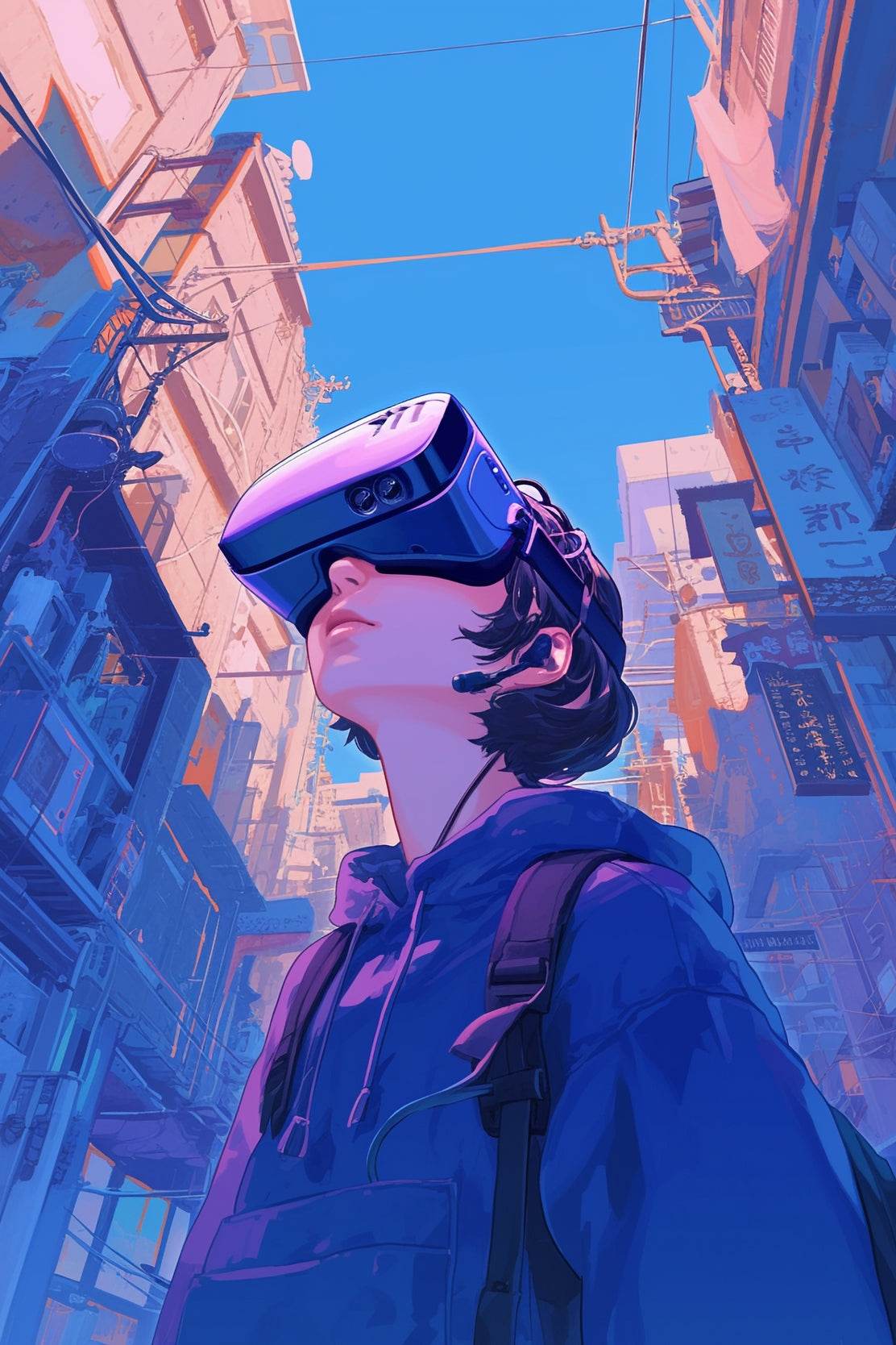 Anime Character with Virtual Reality Glasses Wall Art - beink online art store