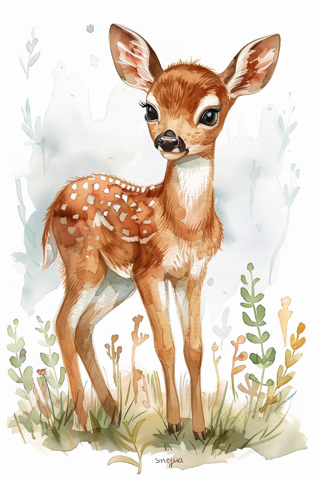 Painting of Watercolor Deer - beink online art store