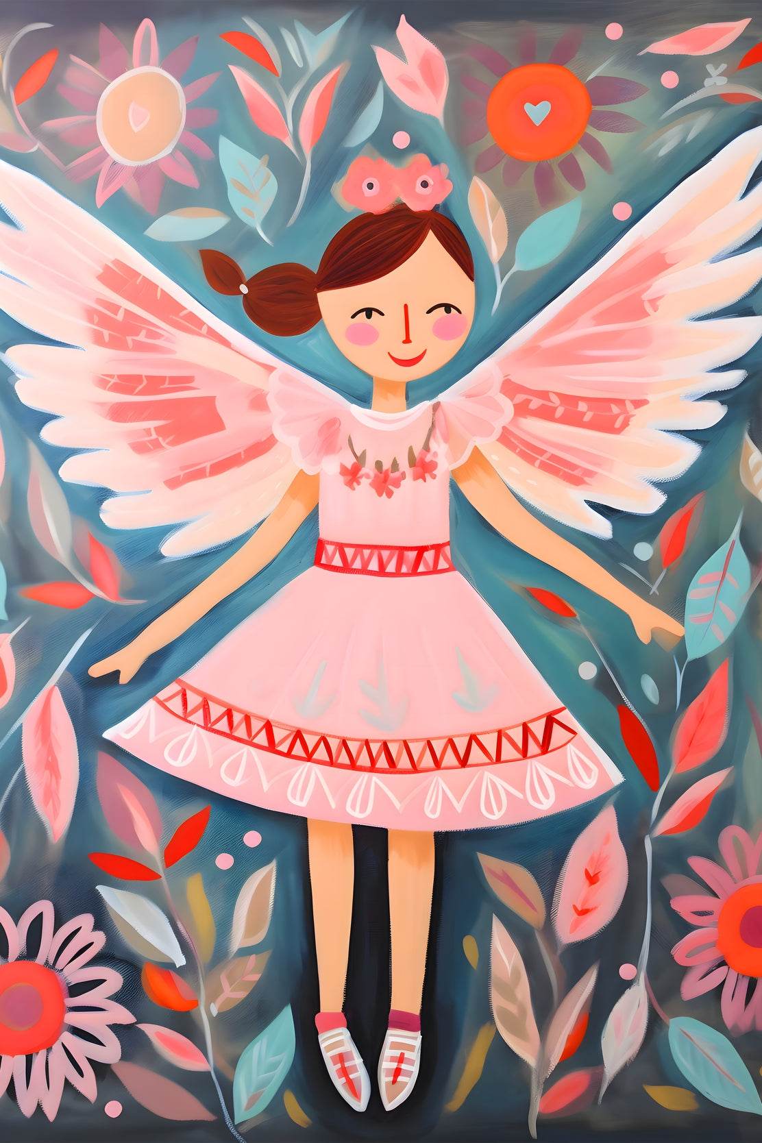 Watercolor Illustration of Dancing Girl In Pink Dress - beink online art store