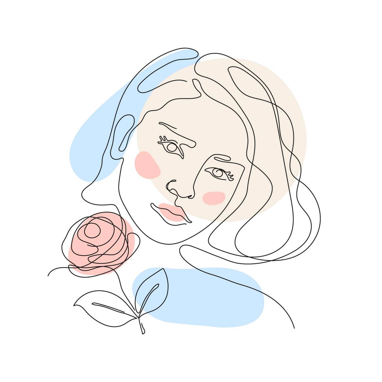 Design of a Woman With a Rose Wall Art - beink online art store