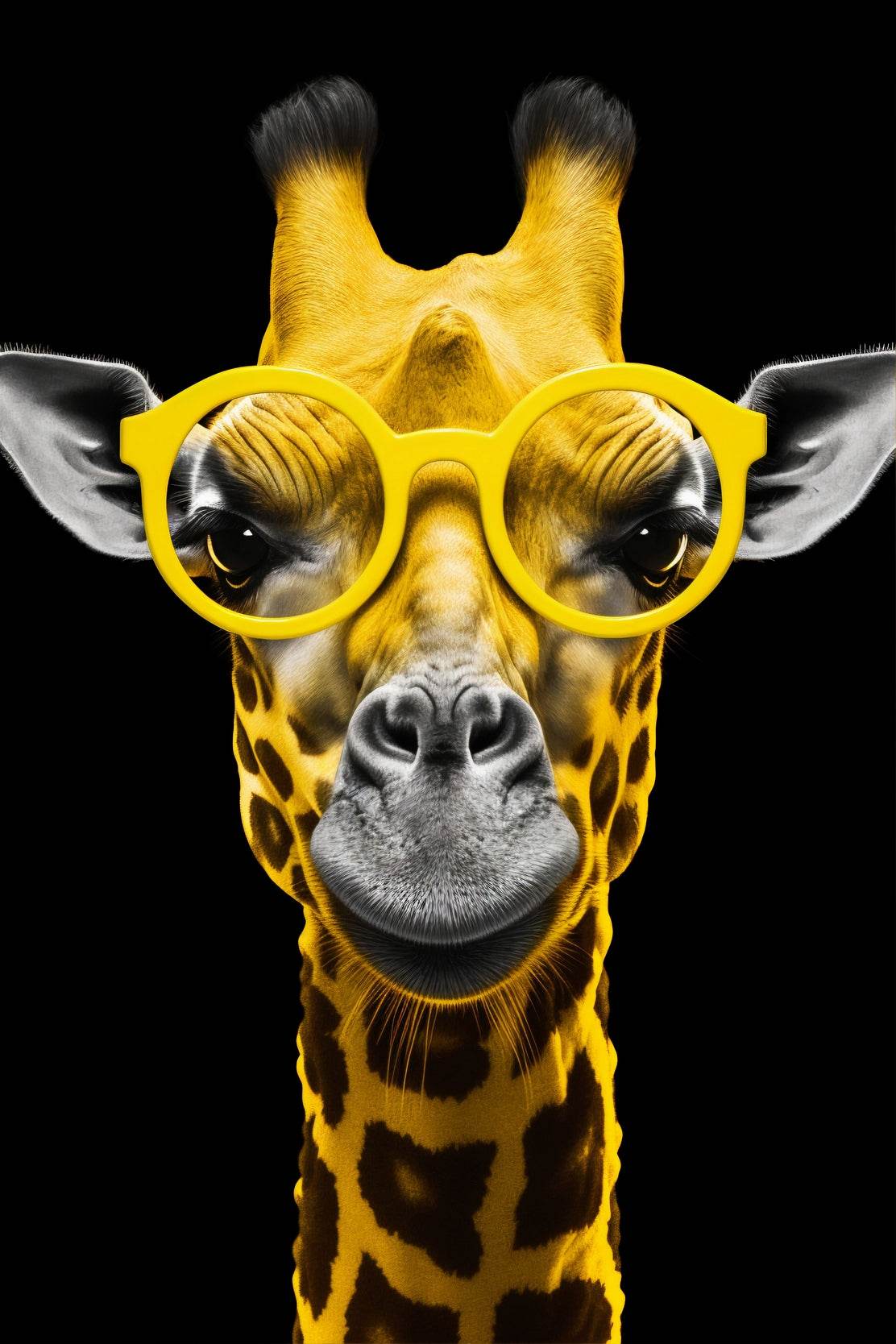 Yellow Cool Look Giraffe With Goggle Wall Art - beink online art store