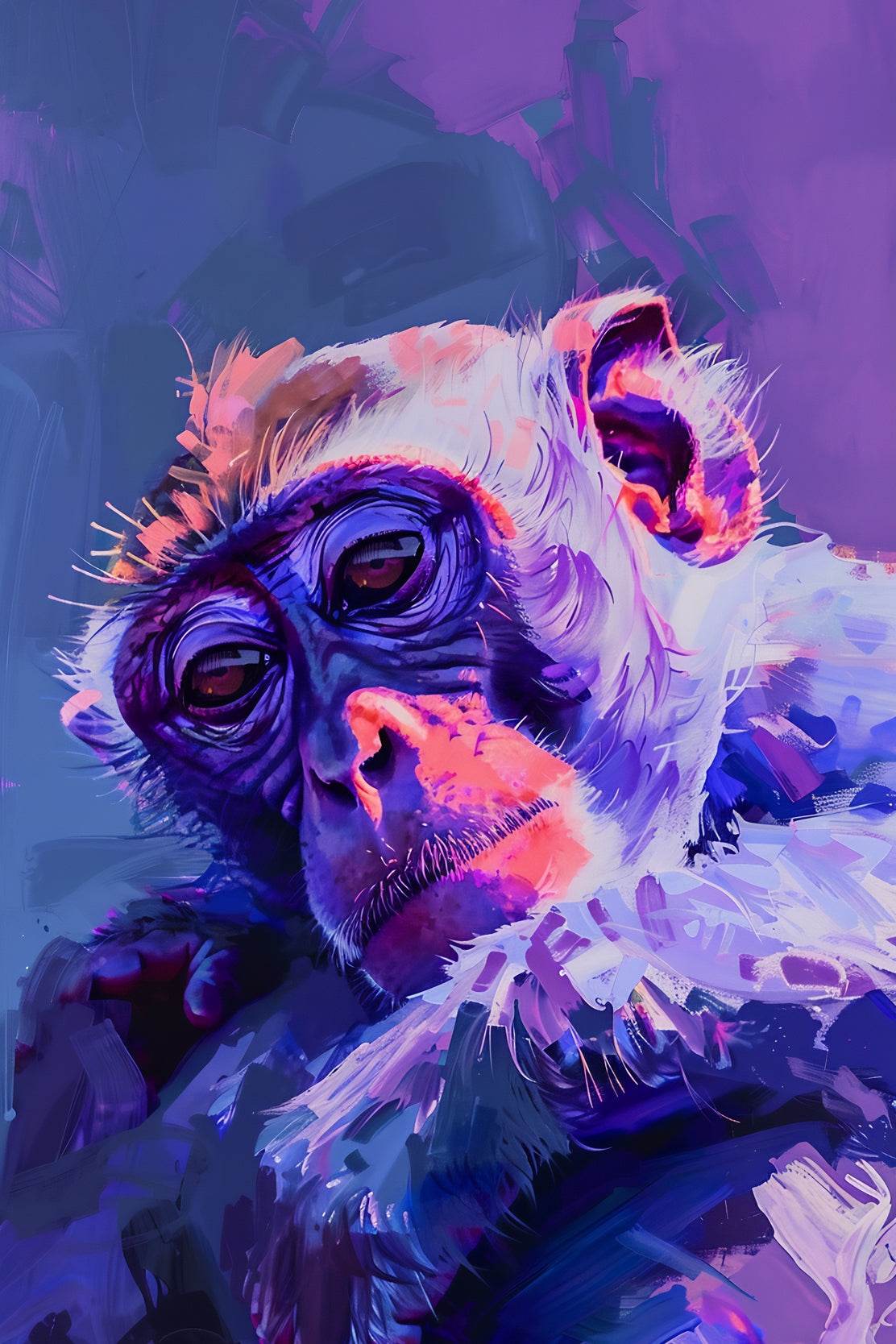 Purple Painting of Japanese Monkey - beink online art store