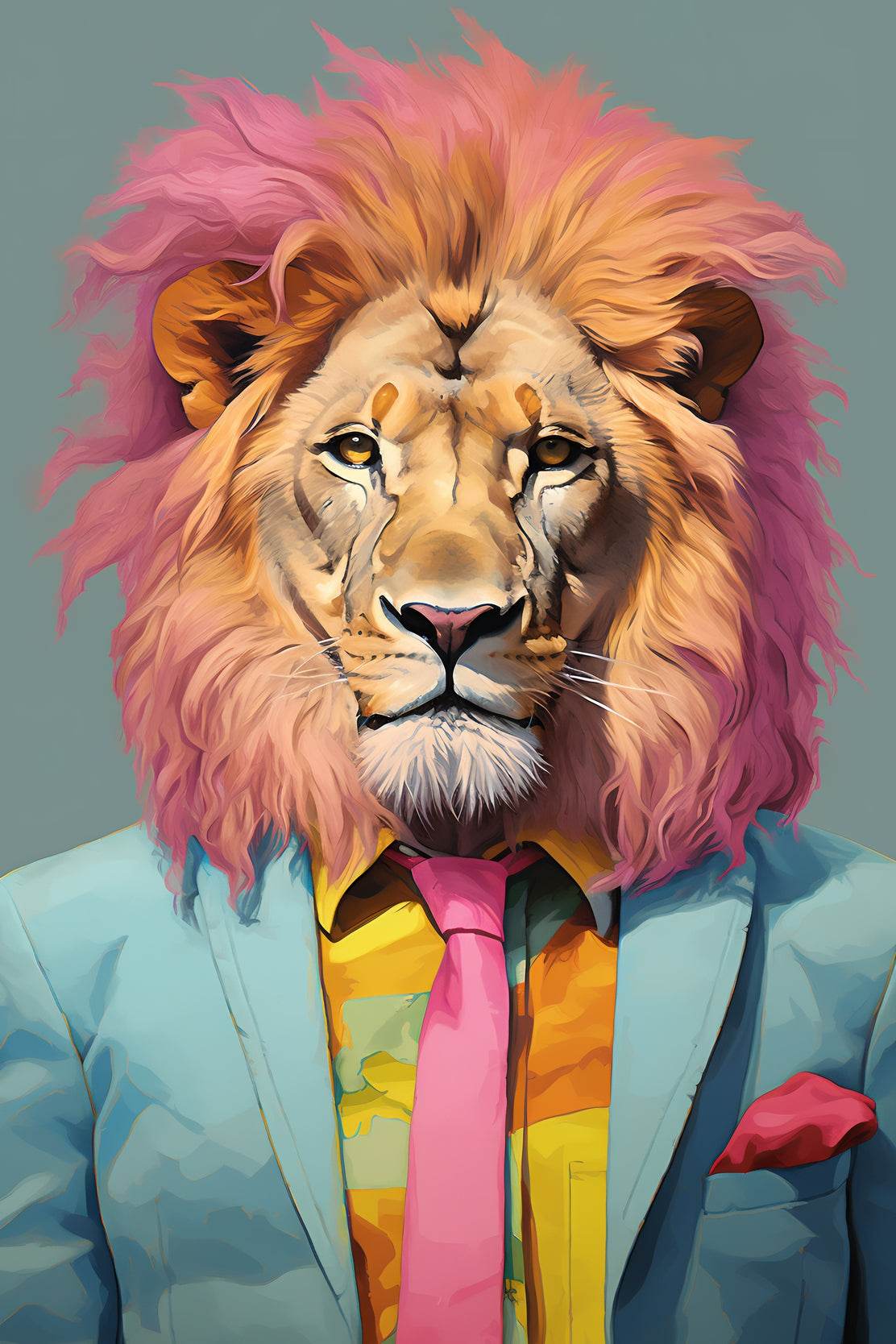 Colorful Painting of Lion Wearning Suit - beink online art store