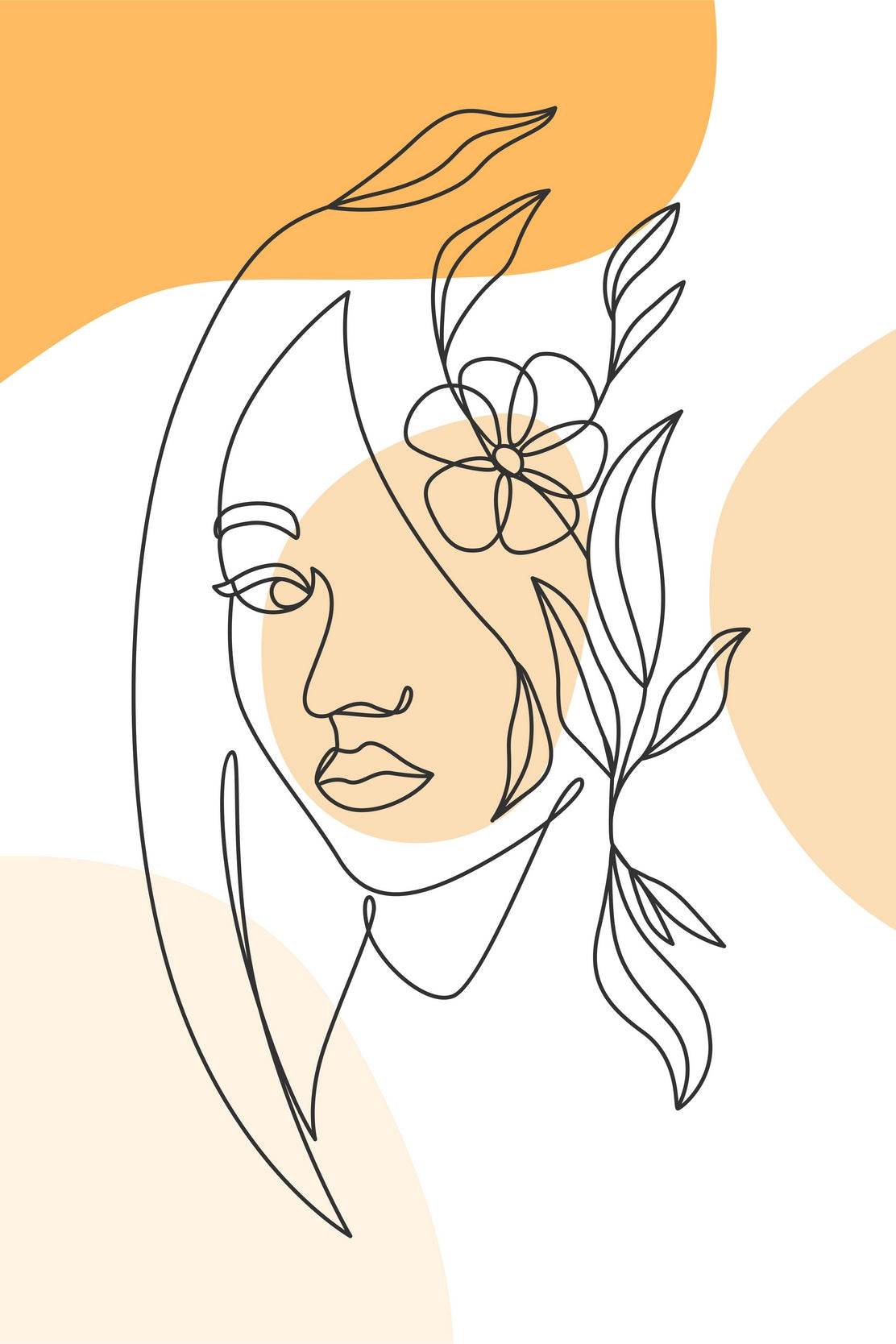 Minimal Flower Crown Design Wall Art - beink online art store
