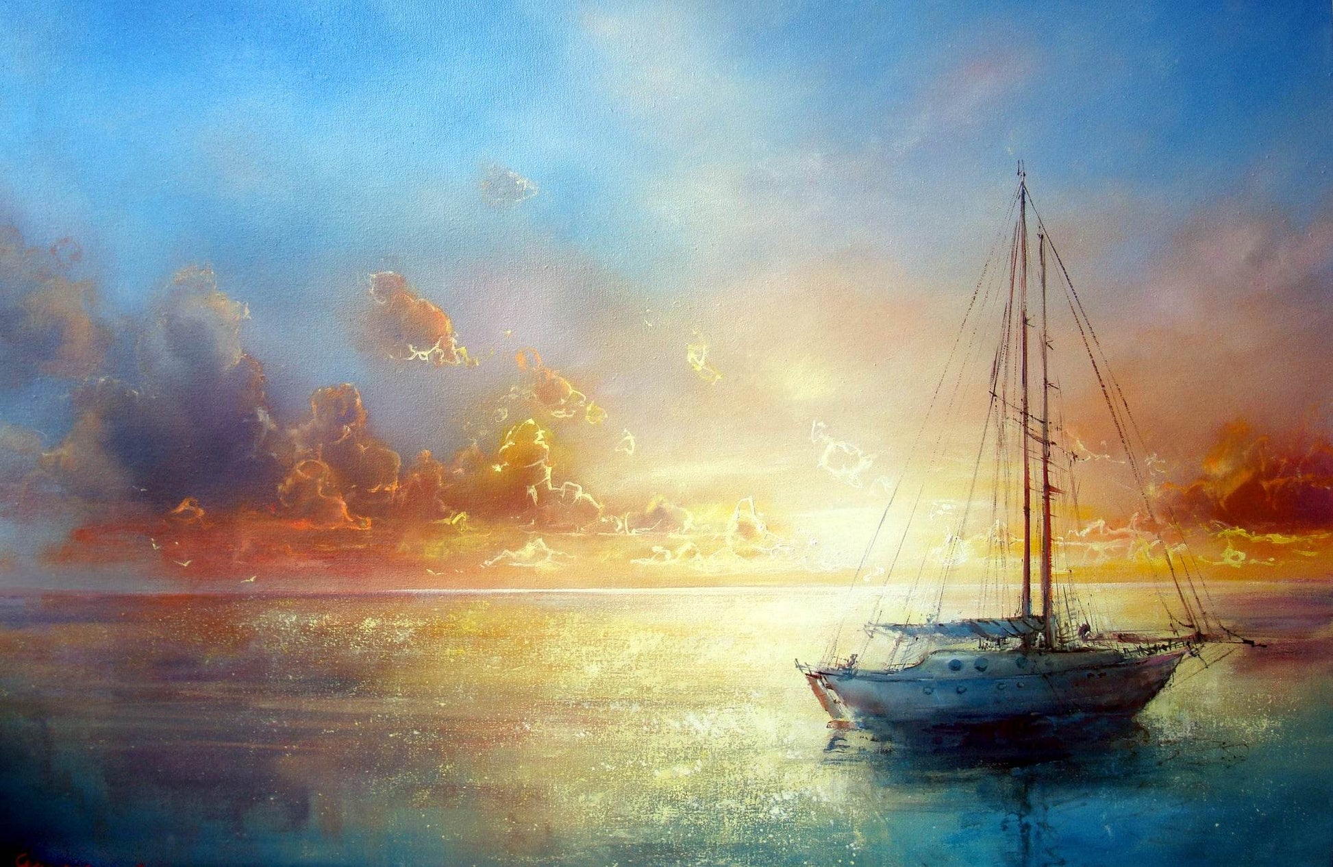 Yacht at Sunset Wall Art - beink online art store
