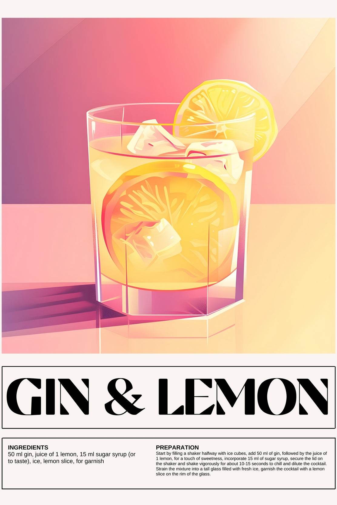 Lemon Gin Drink Wall Art - beink online art store