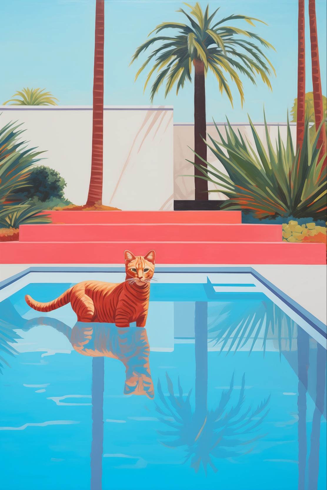 Cat Cool on Poolside Modern Wall Art - beink online art store