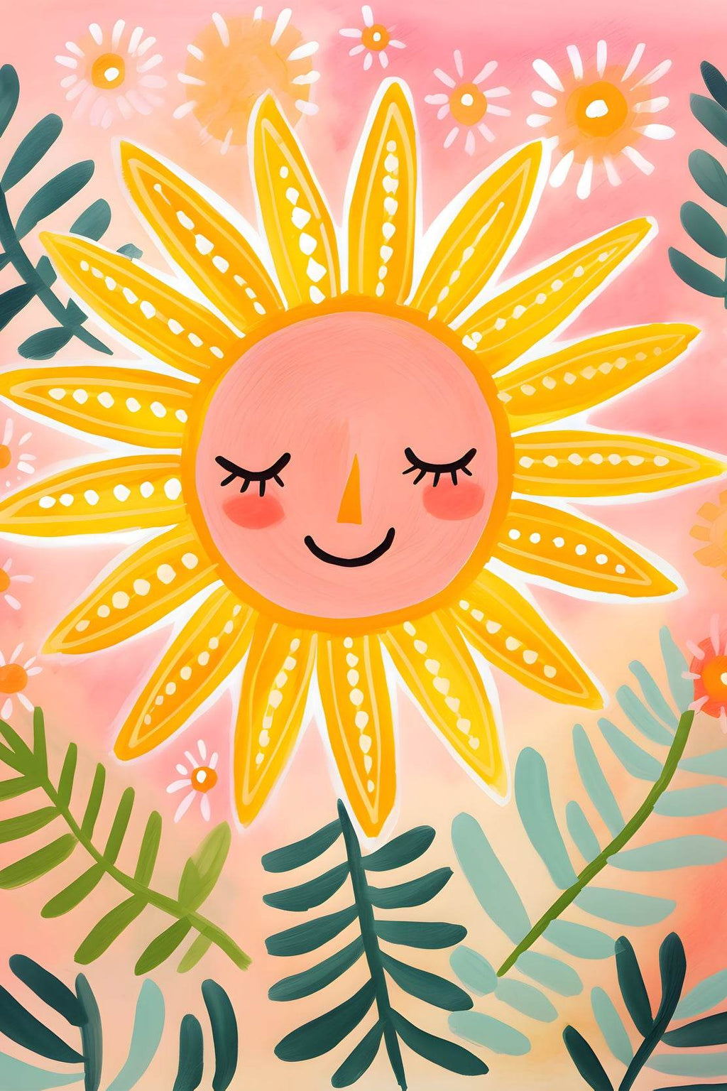 Watercolor Painting of Smiling Sun - beink online art store