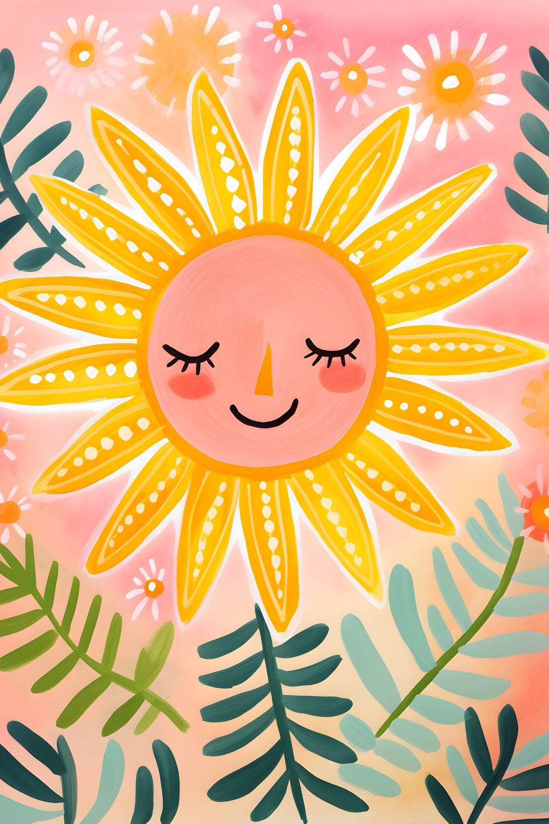 Watercolor Painting of Smiling Sun - beink online art store
