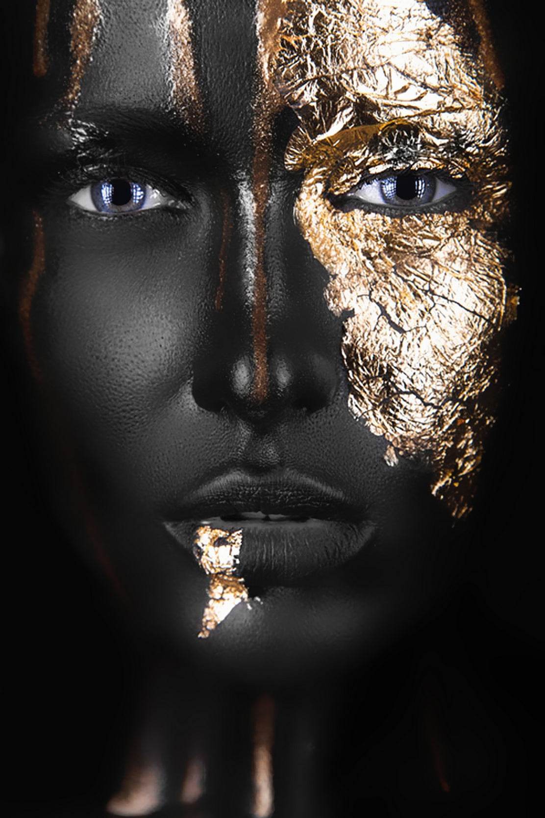 Black Woman Face With Golden Makeup Wall Art - beink online art store