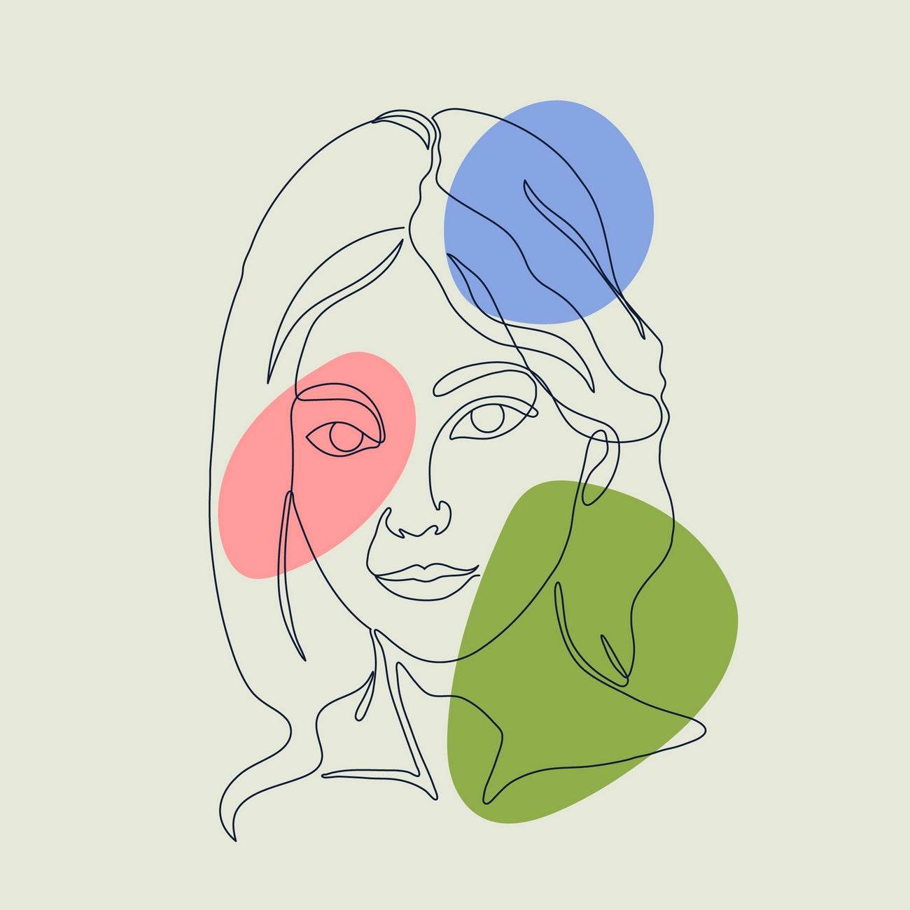 Colorful Female Face Design Wall Art - beink online art store