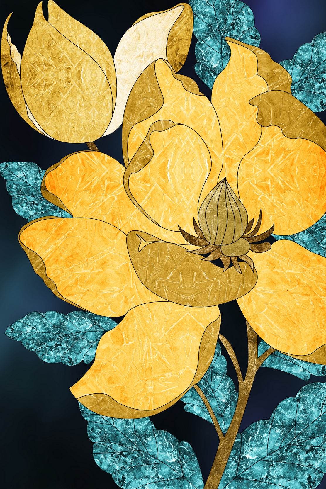 Golden Bloom Modern Wall Art - beink online art store