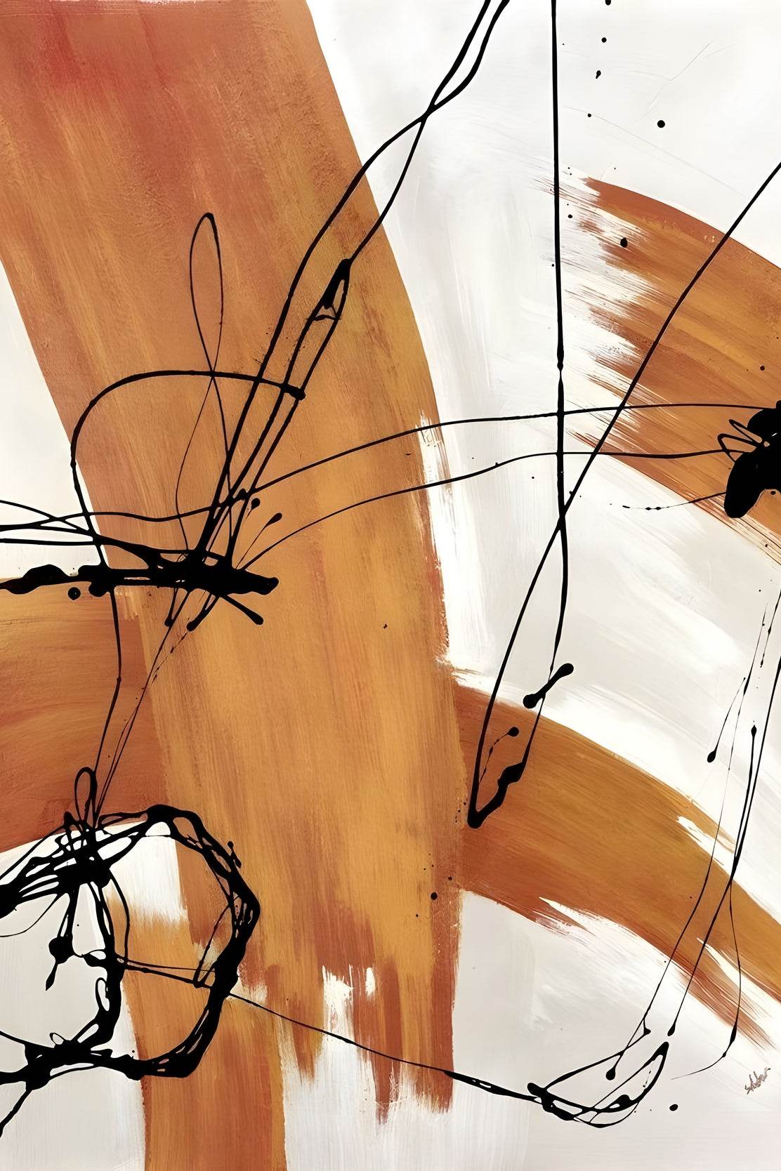 Brown Brush Strokes Modern Wall Art - beink online art store