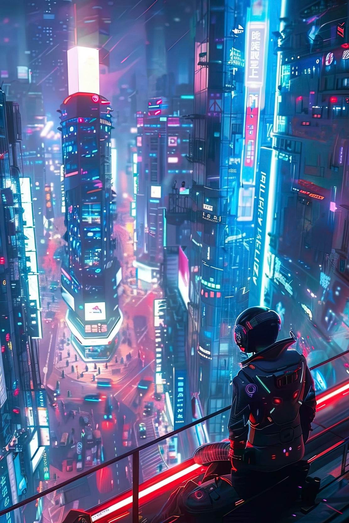 Cyberpunk City Street Neon Lights Wall Art - beink online art store