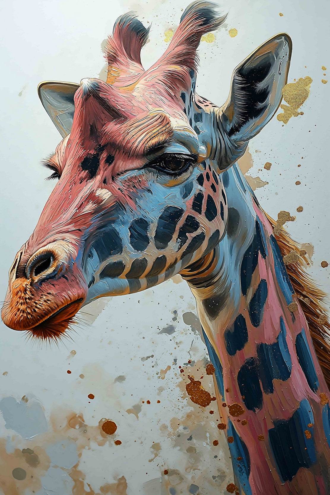 Giraffe Pink Blue Pattern Face Wall Art - beink online art store