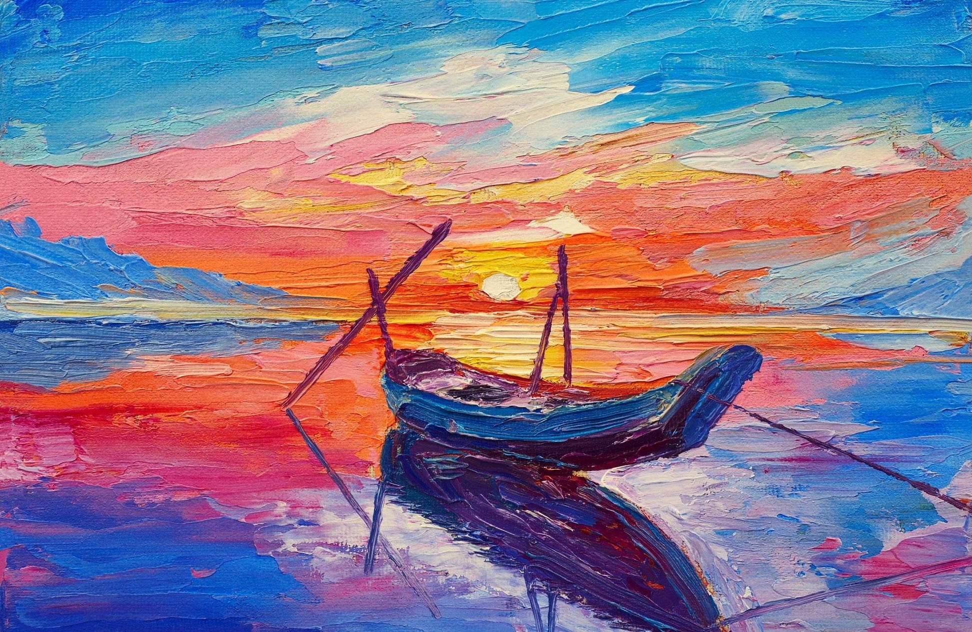 Oil Painting of Boat Over The Ocean Wall Art - beink online art store