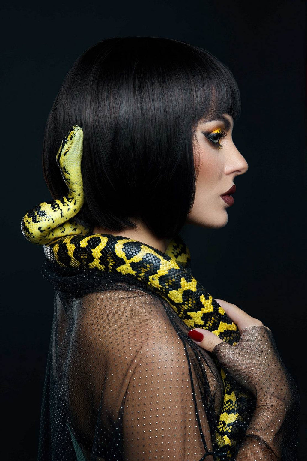 Yellow Python on Girl's Shoulder Wall Art - beink online art store