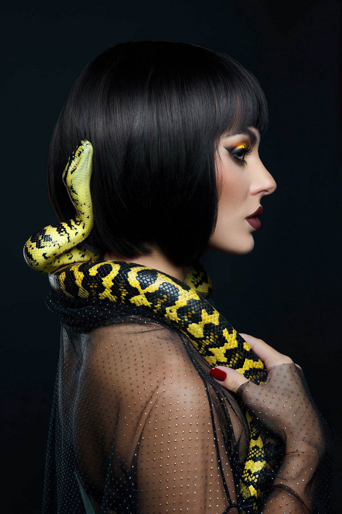 Yellow Python on Girl's Shoulder Wall Art - beink online art store
