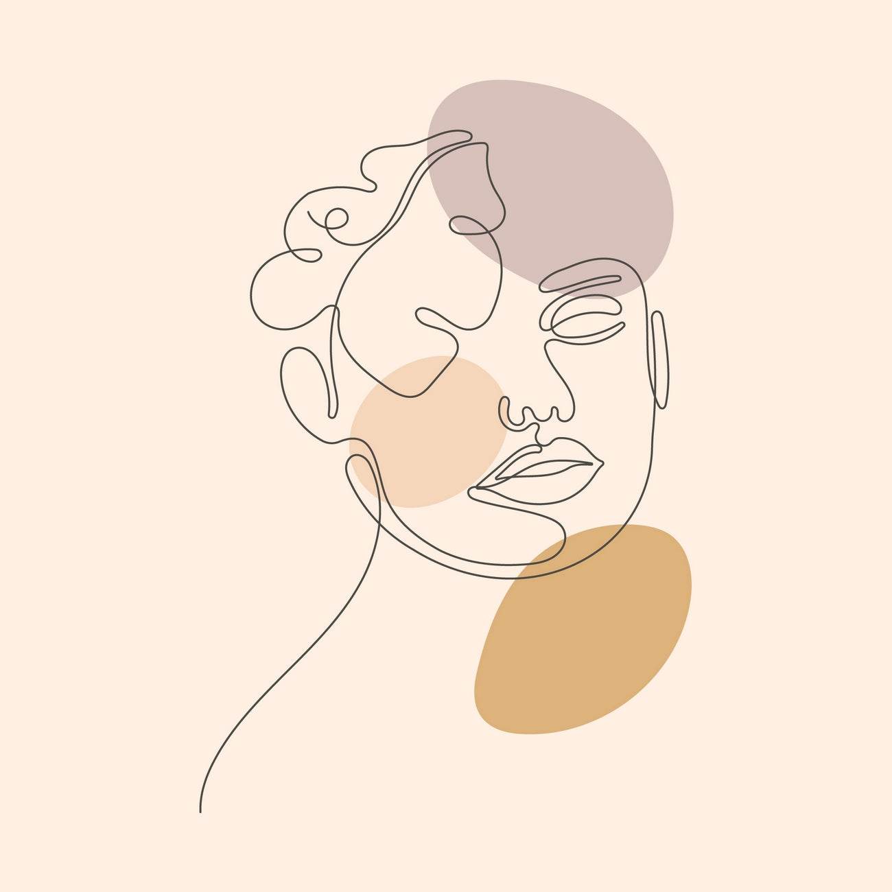 Woman Face With Flower Line Art - beink online art store