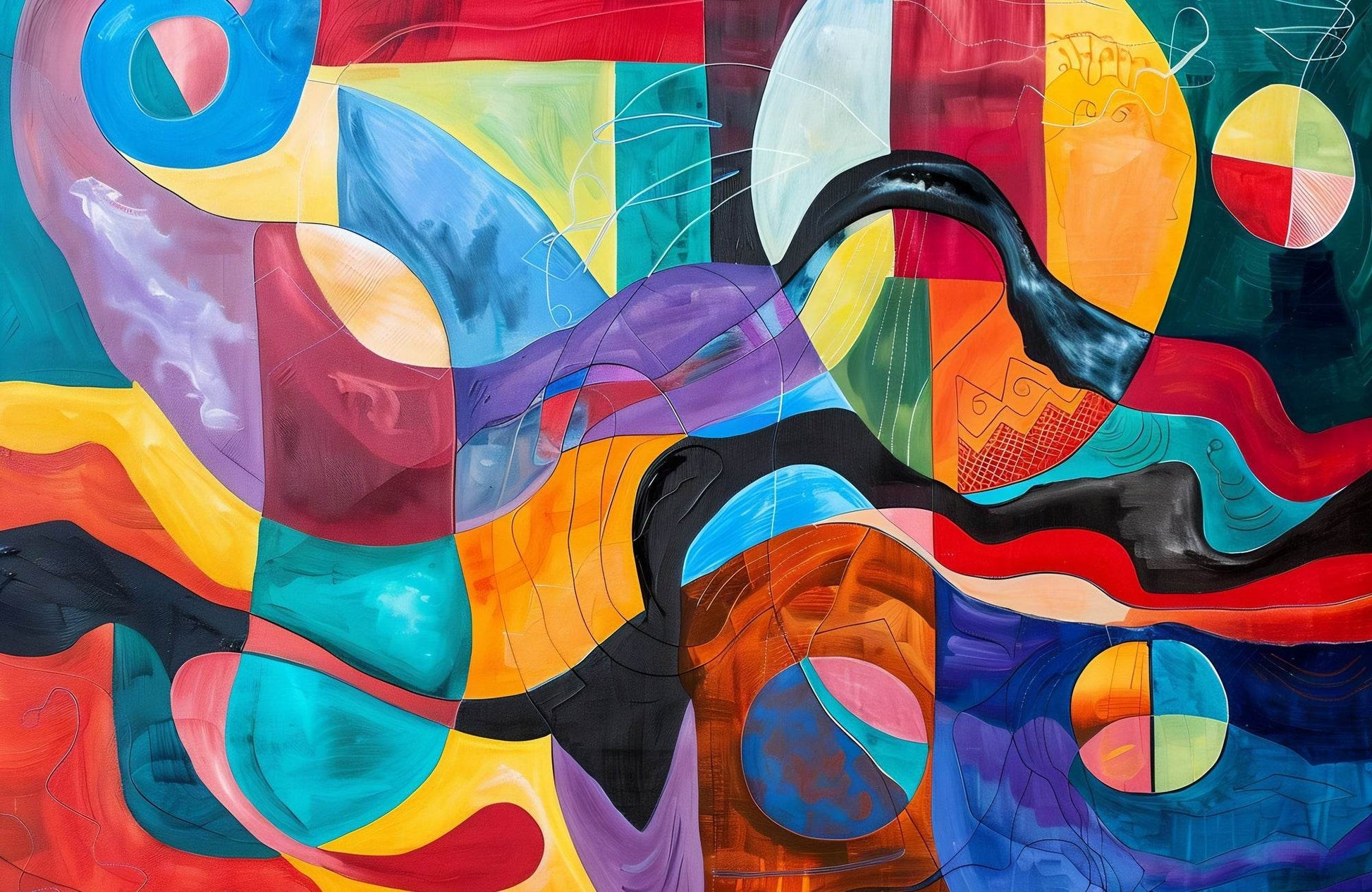 Geometric Shapes And Lines Painting Wall Art - beink online art store