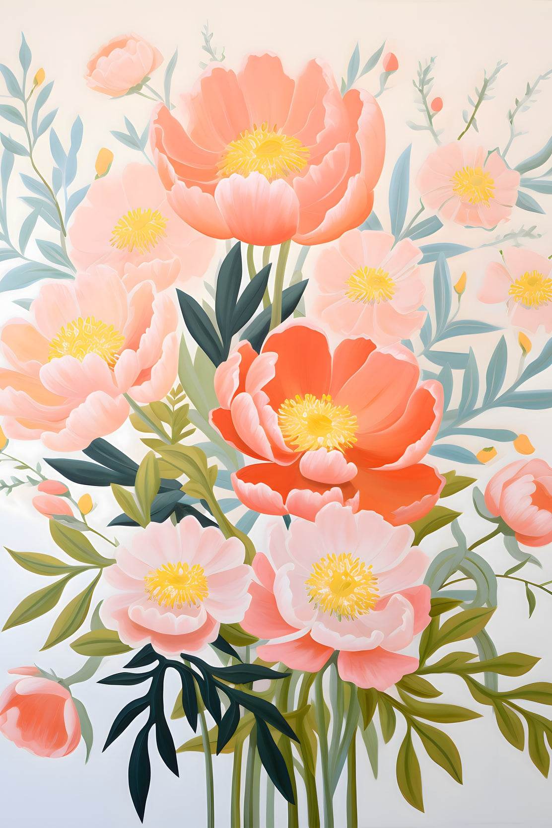 Painting of Colorful Flower Bunch - beink online art store