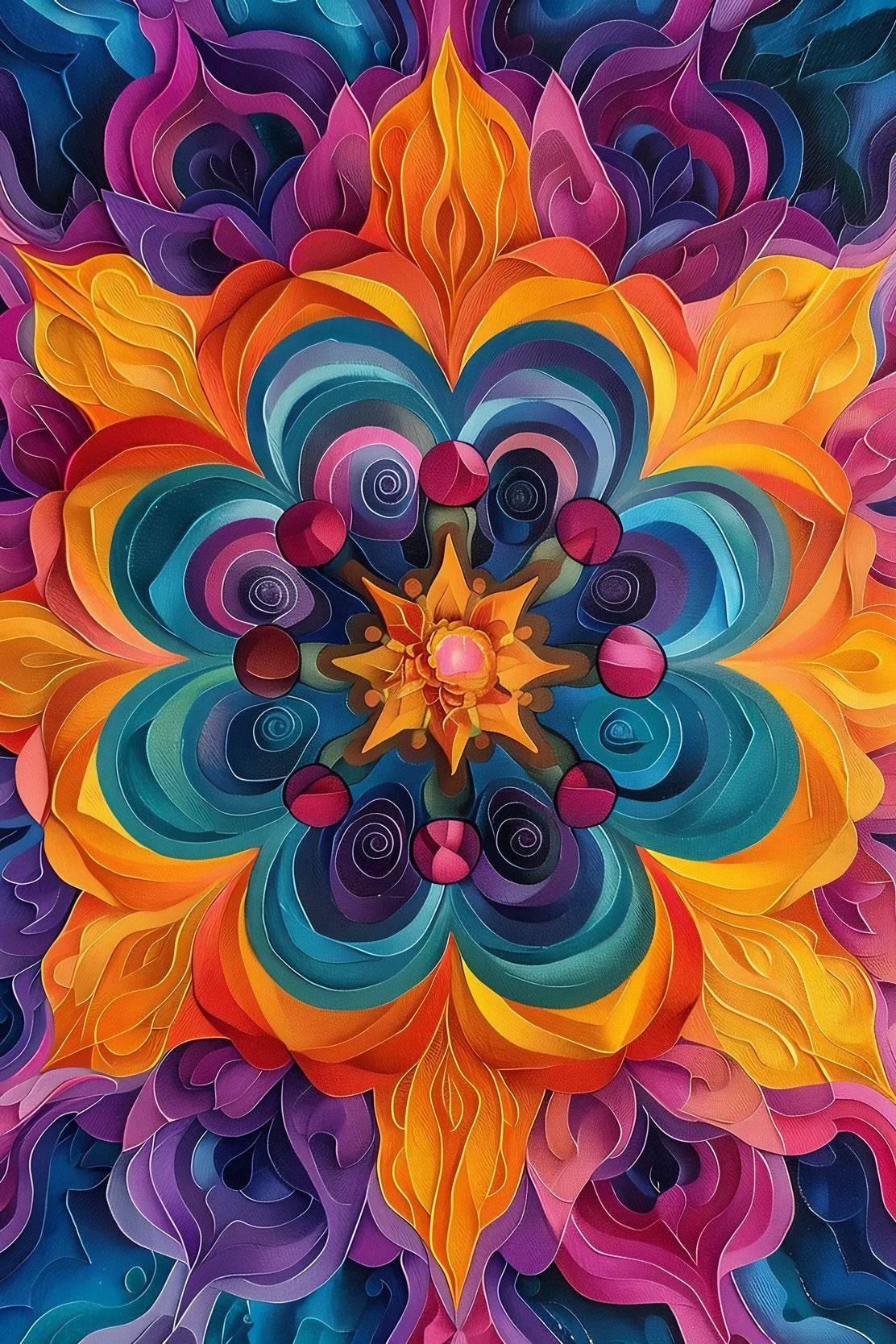 Flower Mandala Pattern Wall Art - beink online art store