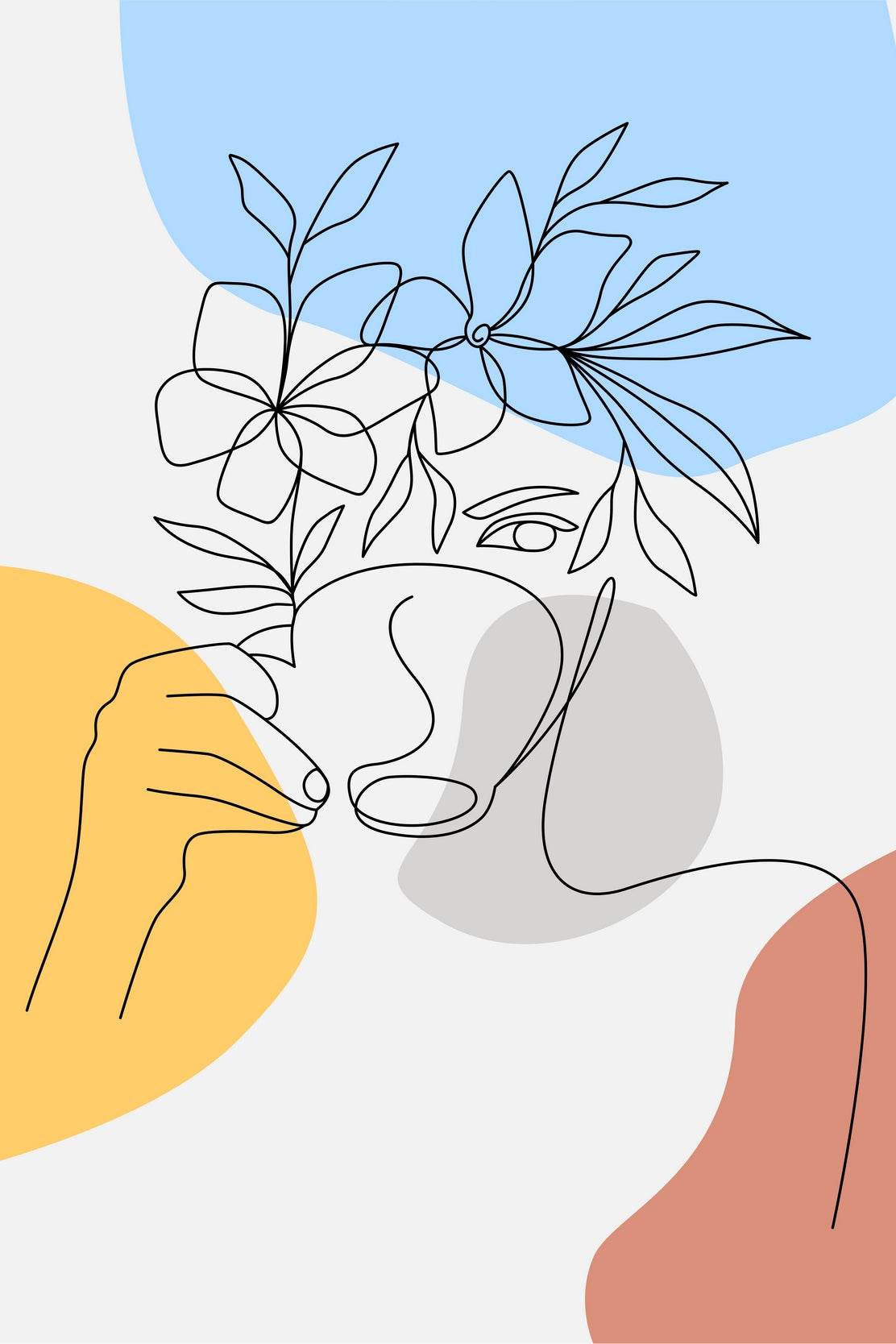 Minimal Design Of a Girl Drinking Tea Wall Art - beink online art store