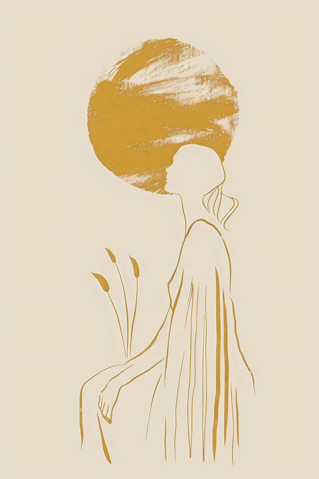 Golden Silhouette of a Women Wall Art - beink online art store