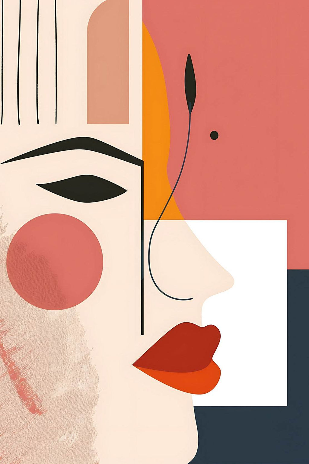 Creative Girl Face Abstract Wall Art - beink online art store