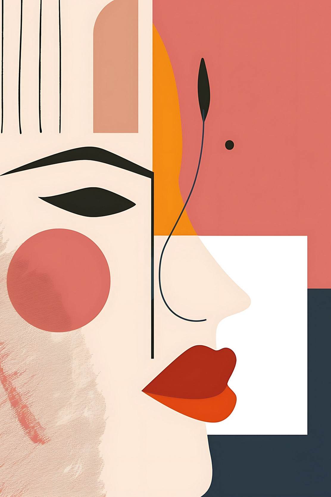 Creative Girl Face Abstract Wall Art - beink online art store