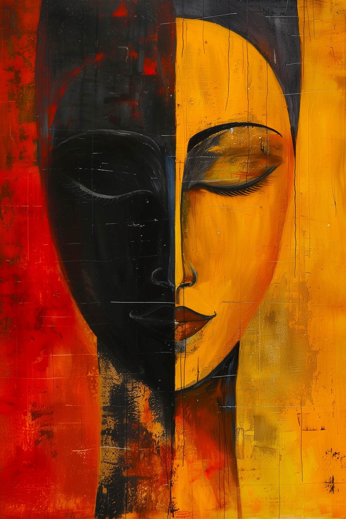 Two Faced Woman Canvas Wall Art - beink online art store
