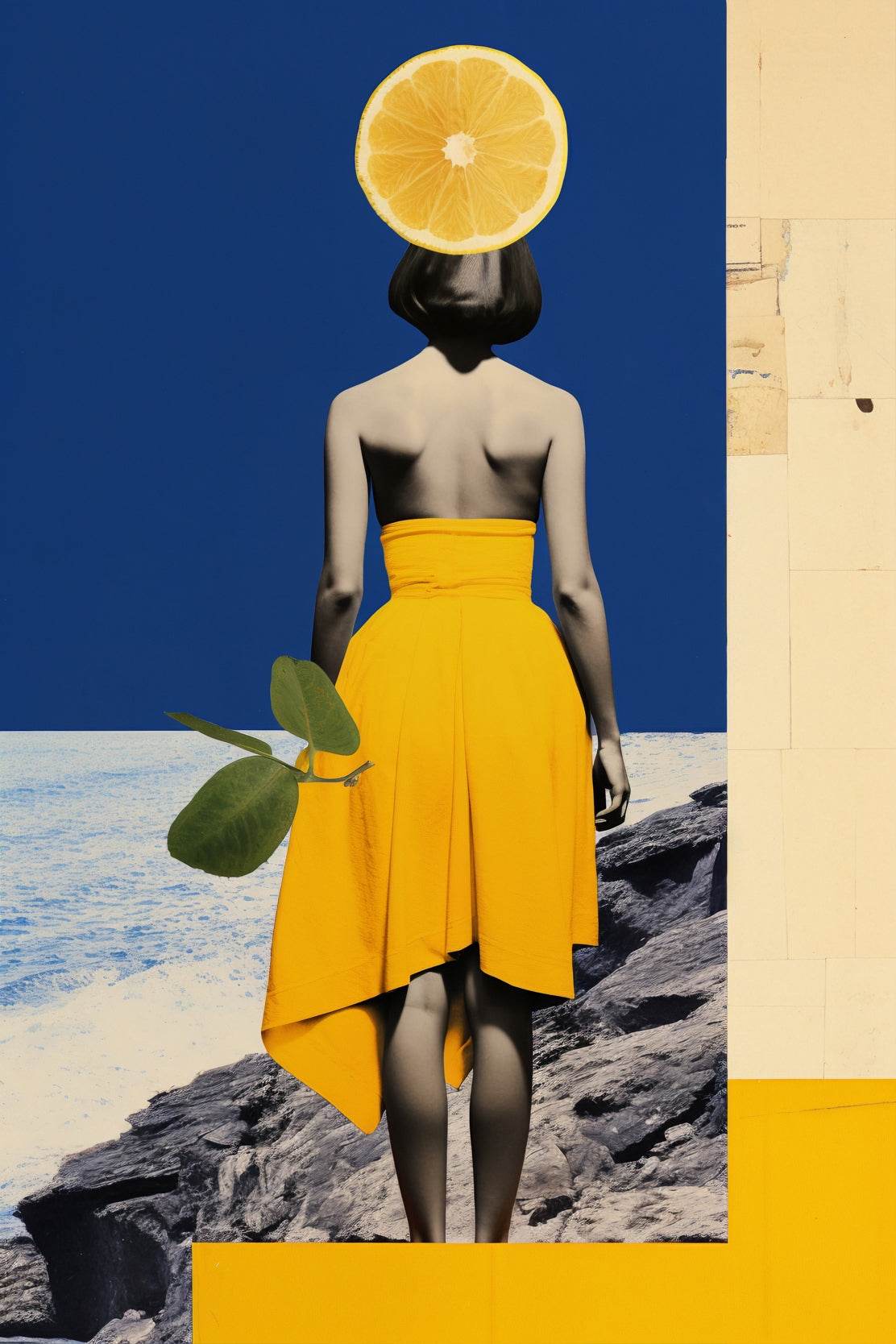 Girl Standing On a Rock Near Sea Abstract Wall Art - beink online art store