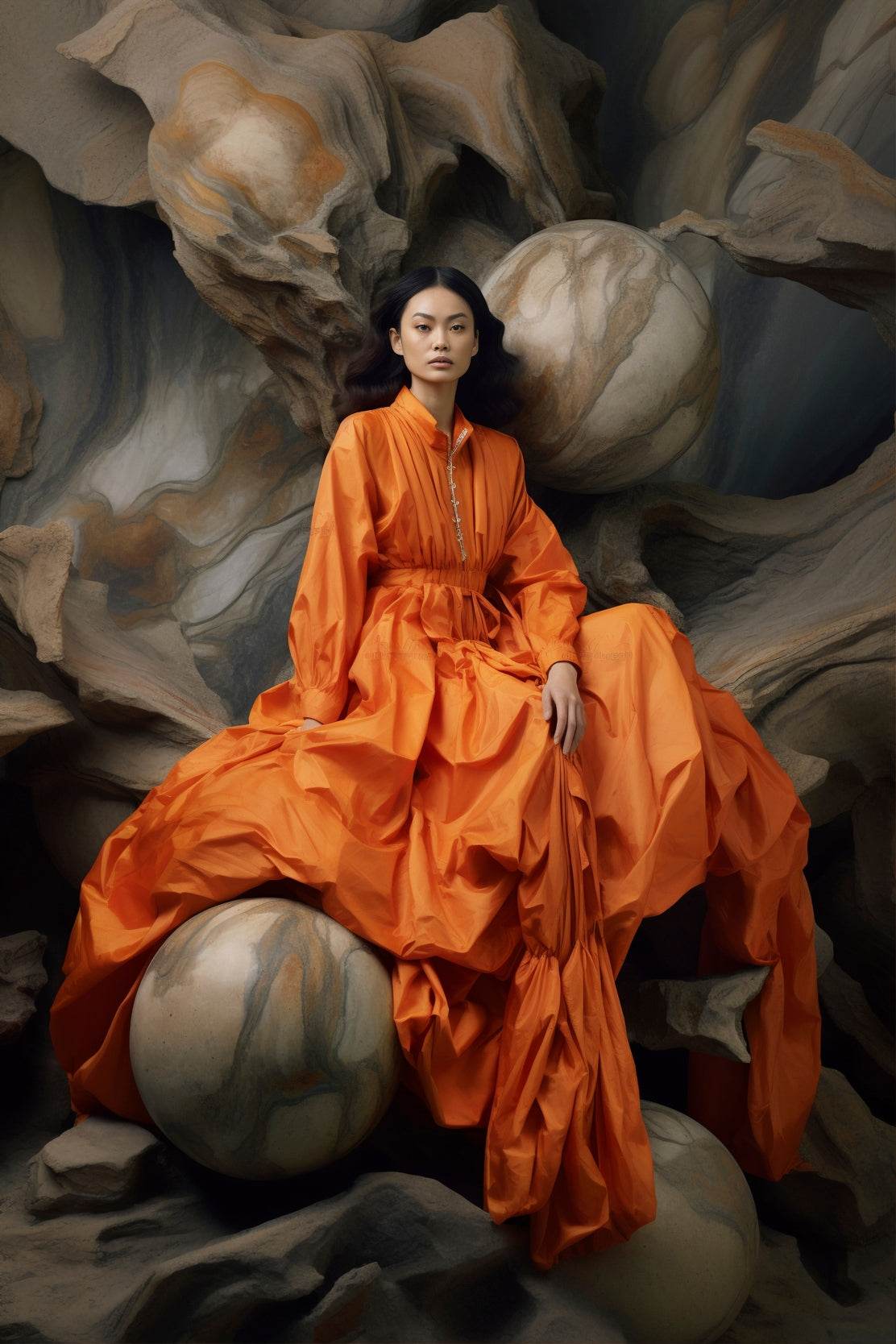 The Serena Maxi Dress in Bright Orange Wall Art - beink online art store