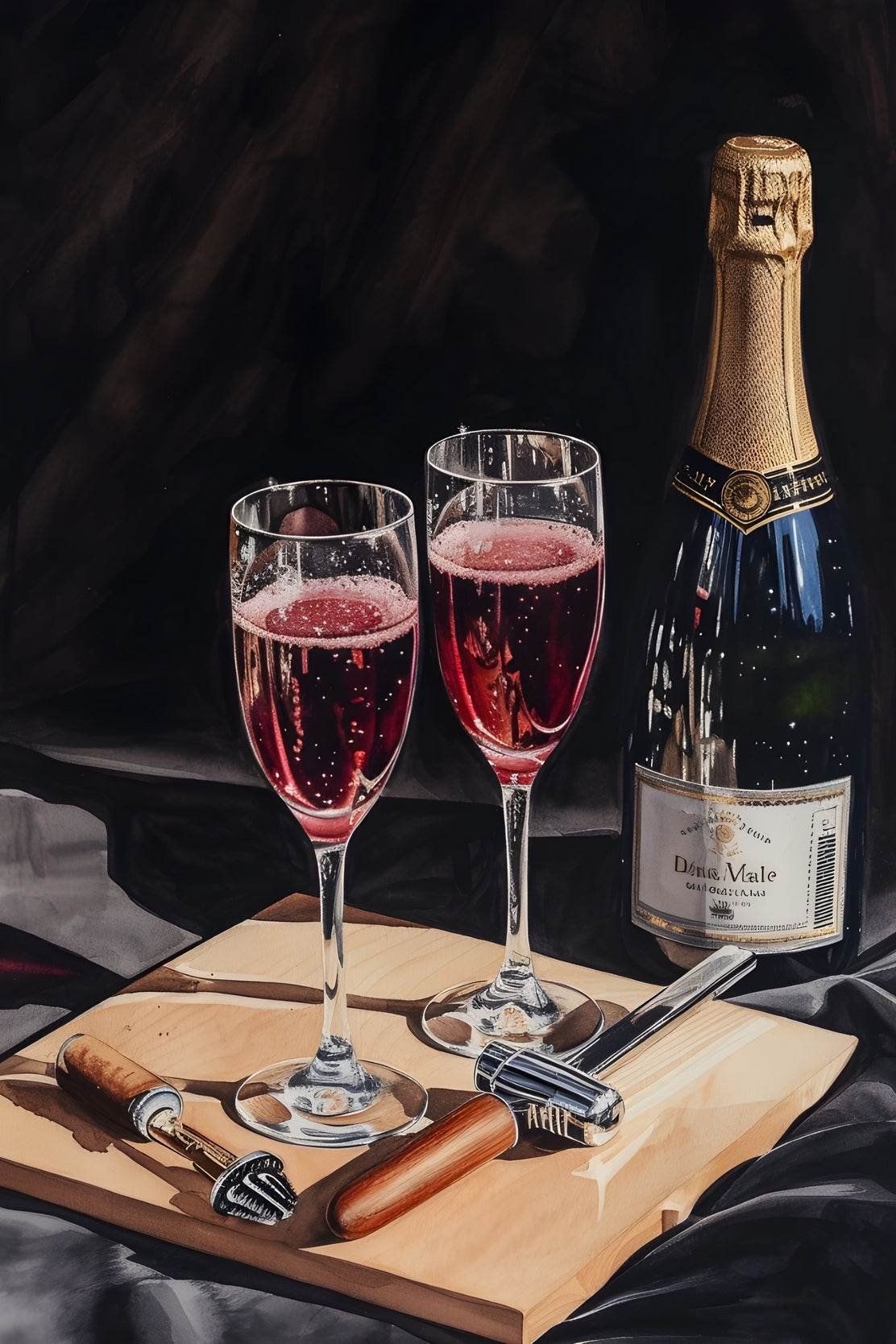 Red Sparkling Wine Wall Art - beink online art store