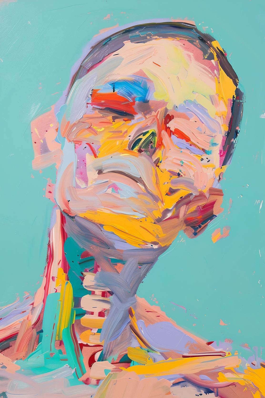 Colorful Face With Brush Strokes Wall Art - beink online art store