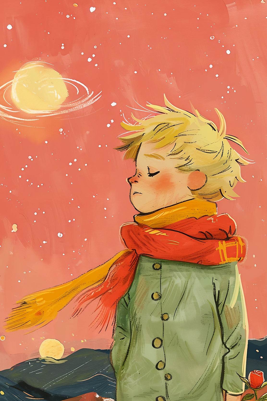 Illustration of Boy in Winter With Sunny Day - beink online art store